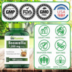 tnvitamins Boswellia Extract Capsules, 120 Count | 1,200 mg Per Capsule | 65% Boswellic Acids + 10:1 Concentrated Extract | Boswellia Serrata | Joint & Mobility Support*