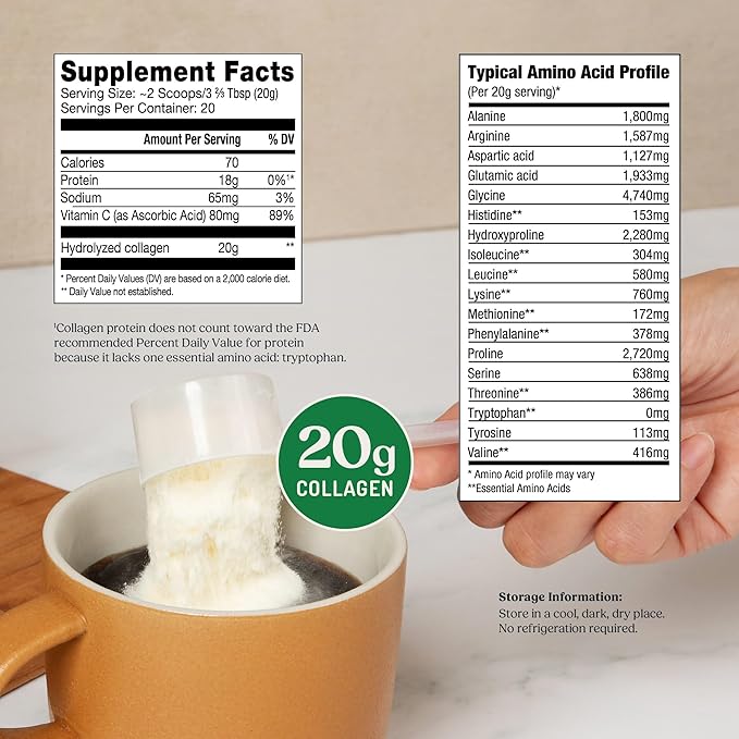 Bulletproof Unflavored Collagen Peptides Powder, 14.3 Ounces, Grass-Fed Collagen Protein for Skin, Bone and Joint Support, Pasture Raised, No Added Hormones