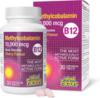 Natural Factors Methylcobalamin 10,000 mcg - Vitamin B12 Supplement in Metabolically Active Form - Supplement Supports Cell Formation & Energy Production - 30 Chewable Tablets (30 Servings)