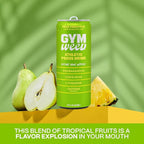 GYM WEED Athletic Focus Drink with KSM-66 Ashwagandha, Lion's Mane Mushroom, L-Theanine, 200mg Green Tea Caffeine with Natural Sweeteners Pear Pineapple Flavor, 12 Pack