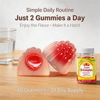 Liquid-Filled B Complex Gummies for Daily Routine, Juicy Berry Flavor, Complete B Vitamins with Vitamin C, CoQ10 & Inositol, Easy to Enjoy, 60 Gummies x 2 (120 Total)