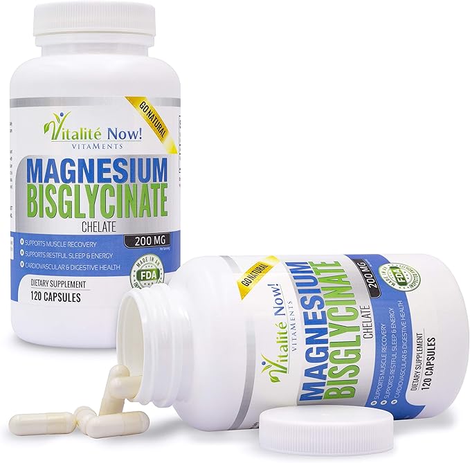 Magnesium Bisglycinate 200mg - 100% Chelated Capsules for Superior Absorption - Gentle Formula, No Laxative Effect - Sleep Energy Cramps Muscle Support - Fully Reacted & Buffered
