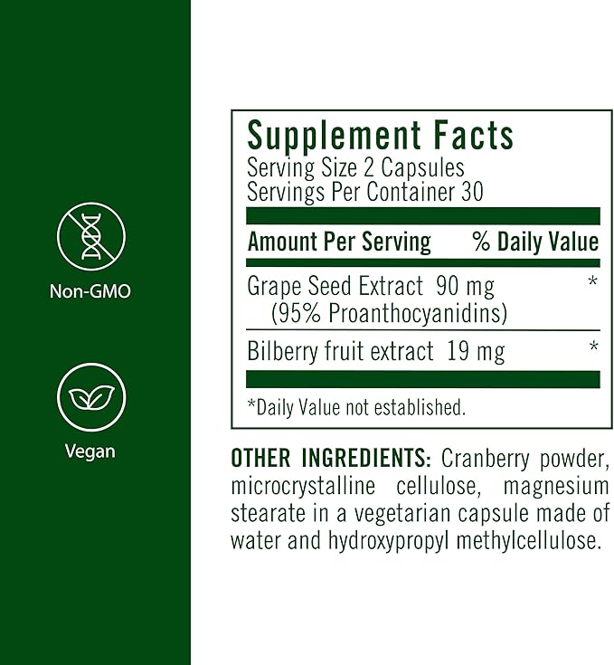 Flora - Grape Seed Extract Plus - Supports Immune & Cellular Health - Contains Bilberry Fruit Extract - Non-GMO & Vegan - 60 Vegetarian Capsules