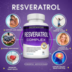 Resveratrol Supplement 1800 mg Antioxidant Complex - Highly Potent Natural Trans-Resveratrol Pills for Healthy Aging, Overall Health Support, Immune System, Brain Function, for Men Women, 90 Capsules