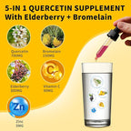 (2 Pack) Liposomal Quercetin with Bromelain Liquid Drops for Kis & Aldult- Higher Absorption, Quercetin Supplements 700mg w. Bromelain Elderberry Zinc Vitamin C for Immune, Heart, Antioxidant Support