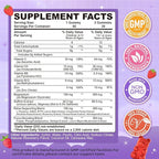 Saffron Gummies for Kids & Adults, 20-in-1 Saffron Supplements with 88.5mg Saffron Extract, B6, B12, C, D3, Magnesium for Calm, Focus, Nerve, Sugar Free, Vegan, Non-GMO - Strawberry Flavor, 60 Counts
