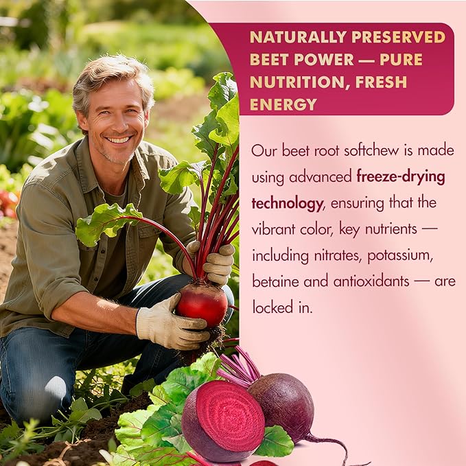 NEVISS Beet Héāŗt Chews 1500mg, Nitric Oxide and Blood Préssũre Support, 5 in 1 Beets Supplements w/Grape Seed, L-Citrulline, Vitamin B6 & B12 for Energy & Circulation Support, 60 Chews, Sugar-Free