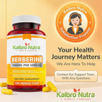 Kaibro Nutra Berberine Supplement 1000mg, Berberine HCL for Immune System, Glucose Support, Circulatory & Gastrointestinal Health, Vegan & Gluten-Free, 120 Capsules