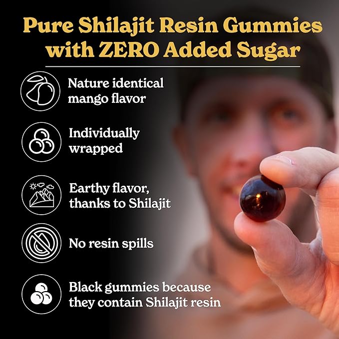 Better Alt Pure Himalayan Shilajit Gummies with Shilajit |High Potency Gold Grade| 60 Gummies for Energy Boost & Immune Support, 75 Percent + Fulvic Acid| Travel Friendly Mango Flavor