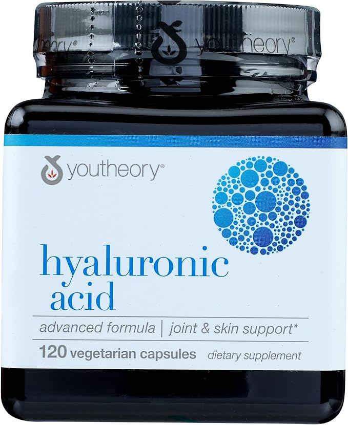 Youtheory Hyaluronic Acid Advanced Formula - Joint Support Supplement with Boswellia Extract* - Skin Health Supplement - Dairy, Soy & Gluten Free - 120 Vegetarian Capsules