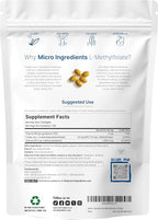 Micro Ingredients L Methylfolate 15mg, 240 Softgels | Active 5-MTHF with B6 & Methyl B12 | Methylated Vitamin B9 with Coconut Oil