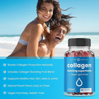 NutraChamps Collagen Boosting Gummies, Collagen Booster Gummy for Natural Collagen Production, Vegan Pectin Supplements Chews for Women & Men, 60 Peach Gummies (Pack of 2)
