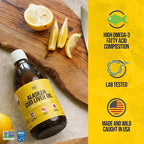 On Target Living Alaskan Cod Liver Oil Liquid | Organic Lemon Flavor 16.67 oz | Line Caught in The USA | Naturally Occurring Vitamin D | Rich in Omega 3 DHA/EPA | Non-GMO Project Certified