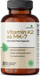Futurebiotics Vitamin K2 as MK-7 100 mcg, Supports Strong Bones- Non-GMO, 300 Vegetarian Capsules