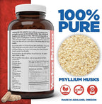 Yerba Prima Psyllium Husks Veg Caps, 400 Capsules (625mg) - Vegan, Non-GMO, Gluten Free, Colon Cleanser, Daily Fiber Supplement for Gut Health & Regularity