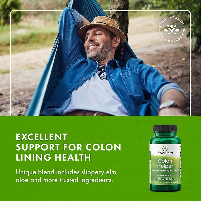 Swanson Colon Helper Herbal Digestive Supplement for Adults Seeking Healthy Eliminations with Goldenseal, Slippery Elm & Aloe (60 Capsules, 3 Pack)