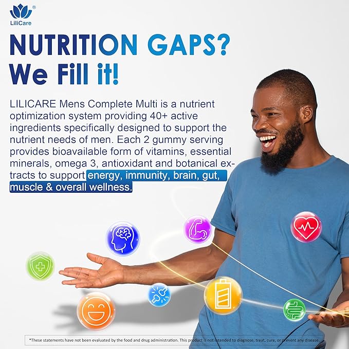 2 Pack - Mens Multivitamins Gummies, Methylated Multivitamin for Men, B Complex, Minerals, Vegan Omega 3, Probiotic, Enzyme, Antioxidants for Men's Complete Daily Support, Sugar Free, Vegan, (No Iron)