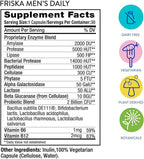 Friska Men’s Daily Gut Support - Digestive Enzymes, Probiotics to Help Break Down Foods, Supports Energy & Nutrient Absorption with Vitamins B6 & B12, 90 Capsules