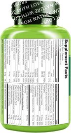 NATURELO Mens Multivitamins - One Daily Multivitamin for Men with Vitamins, Minerals & Organic Whole Foods, Boost Energy & Health, Non-GMO, 120 Vegetarian Capsules