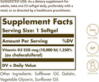 Solgar Vitamin D3 (Cholecalciferol) 10,000IU 120 Softgel