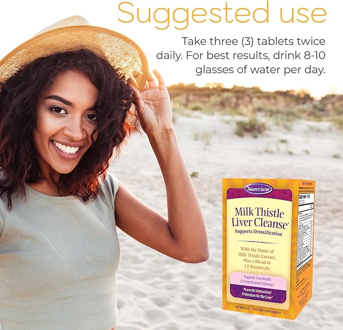 Nature's Secret Milk Thistle Liver Cleanse - 60 Tablets - Supports Healthy Liver Function & Detoxification - 18 Botanical Blend Turmeric, Dandelion, Beet, & Artichoke - Natural Powerful Antioxidant