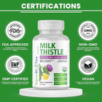 Milk Thistle Extract 9105mg – Fortified with Dandelion Root, Turmeric, Black Pepper, NAC, Choline & Taurine – 80% Standardized Silymarin for Liver Support – GMO-Free, Gluten-Free, Soy-Free 120 Tablets