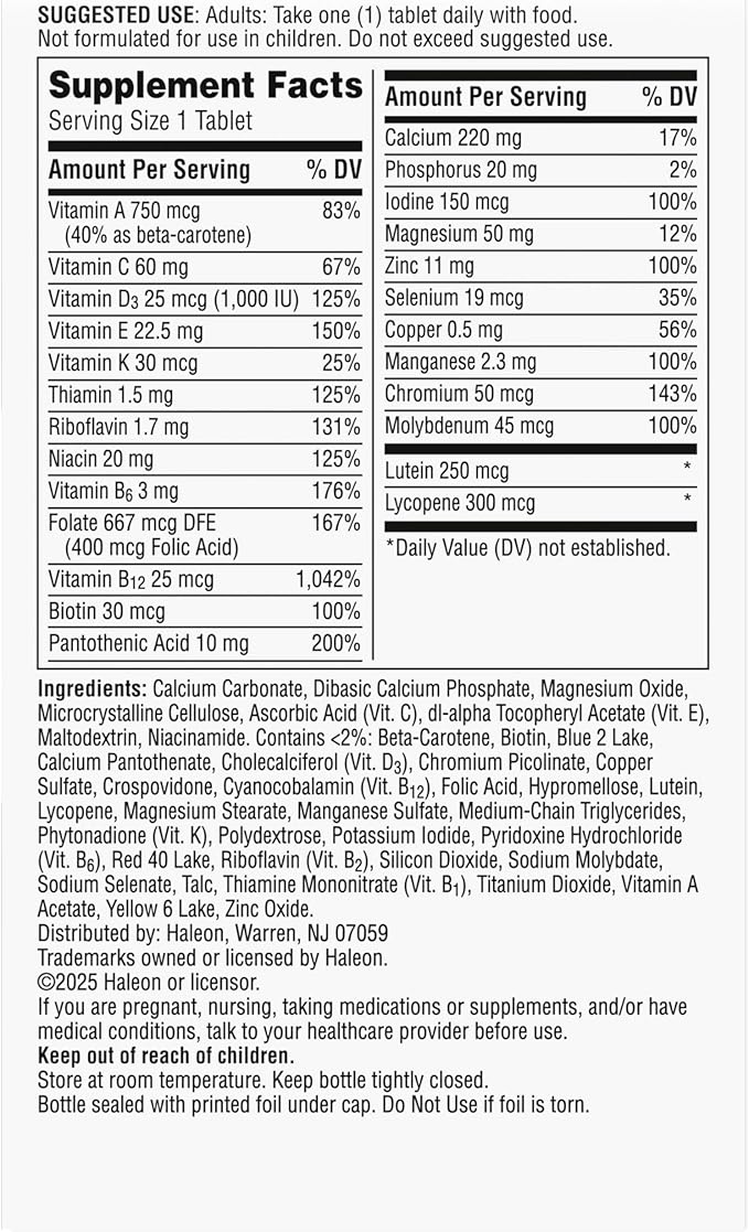 Centrum Silver Multivitamin for Adults 50 Plus, Multivitamin/Multimineral Supplement, Vitamin D3, B-Vitamins, Gluten Free, Non-GMO Ingredients, Supports Memory and Cognition in Older Adults - 125 Ct