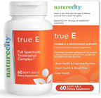 NatureCity True-E Full Spectrum Tocotrienols Vitamin E & Natural Alpha Tocopherol Supplement | Sustainable Vitamin E Tocotrienols from Evnol Suprabio | Non-GMO Vitamin E Complex | 60 Soft gels
