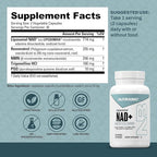NutraBio Liposomal NAD+ Supplement with Resveratrol, NMN & PQQ for Longevity and Cell Support for Men and Women, Long-Term Vitality, 60 Capsules
