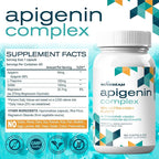 Apigenin Supplement for Rest and Relaxation Support - 50mg Apigenin per Capsule with Magnesium Glycinate 275mg L-Theanine 100mg GABA 100mg - 98% Ultra-High Purity