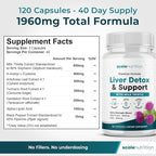 Liver Detox & Support – High Potency 1960mg Formula for Detox, Energy & Digestive Support – Milk Thistle, NAC, Turmeric, Artichoke & Dandelion – 120 Capsules