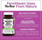 FarmHaven USDA Organic Milk Thistle Capsules | 30X Concentrated Seed Extract & 80% Silymarin Standardized - Supports Liver Function and Overall Health | Non-GMO | 360 Vegan Capsules