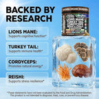 AuraShroom Mushroom Supplement Lions Mane Turkey Tail Cordyceps Reishi Shiitake Chaga Oyster Stress Relief Immune Support Nootropic Energy Portobello Mushrooms 60 Capsules By Clean Nutra