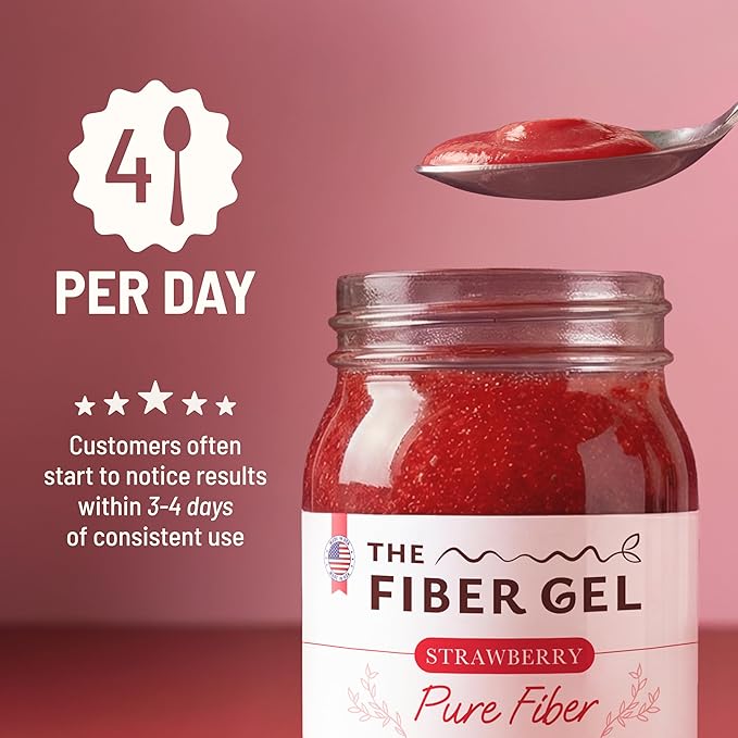 The Fiber Gel High Dietary Fiber Prebiotic Gel Formula — 100% Natural & Clean Label — Plant-Based Psyllium Husk & Inulin Complex — Keto Friendly, Vegan, No Added Sugar — Strawberry, 32 oz