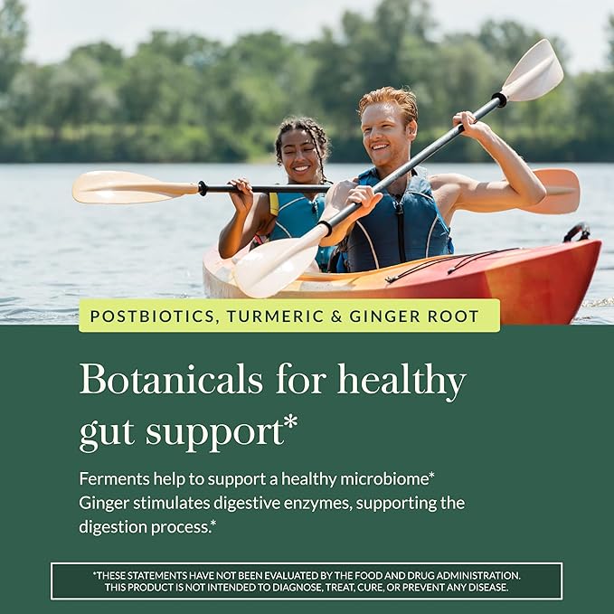 Gaia Herbs Ginger-Turmeric Postbiotic - Healthy Gut Support* - 60 Vegan Liquid Phyto-Caps (30 Servings)