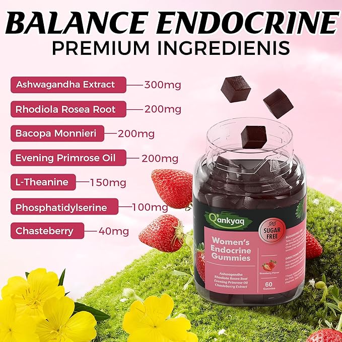 Q'ankyaq D mannose Gummies for Women, Kidney Cleanse Detox & Repair Gummies, PMS Support for Women, Hormone Balance with Evening Primrose Oil