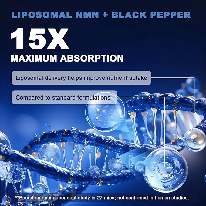 LanranBee Liposomal NMN Supplement Complex 1000mg Per Serving, 60 Veggie Capsules | 6-in-1 NAD+ Support Formula with NMN, Quercetin, Trans-Resveratrol, TMG & Spermidine | Gluten-Free, Non-GMO