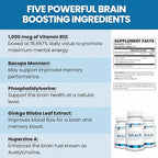Youthful Brain 2 Bottle Bundle - Memory & Brain Health Support Supplement - Brain Booster Clarity with Bacopa Monnieri, Ginkgo Biloba, B12-60-Day Supply (120 Count)