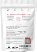 Micro Ingredients Vitamin B12 1,000 mcg | Methylcobalamin – 365 Chewable Tablets | Fast Dissolve, Natural Strawberry Flavor | Supports Energy & Metabolism Health | Vegan, Non-GMO, Gluten Free