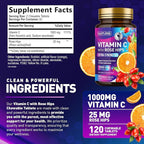 Built by Nature Chewable Vitamin C with Rose HIPS - 1000mg Immune Support Supplement - Non-GMO, Gluten-Free, Vegan - Powerful Antioxidant for Energy & Collagen Boost - Orange Flavor – 120 Tablets