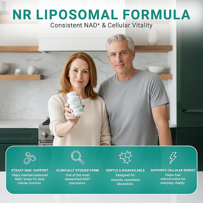 Liposomal NR 300mg Nicotinamide Riboside Supplement - 60 Capsules for Cellular Energy and Mitochondrial Function - Gluten Free, Vegan, Made in USA, Non-GMO