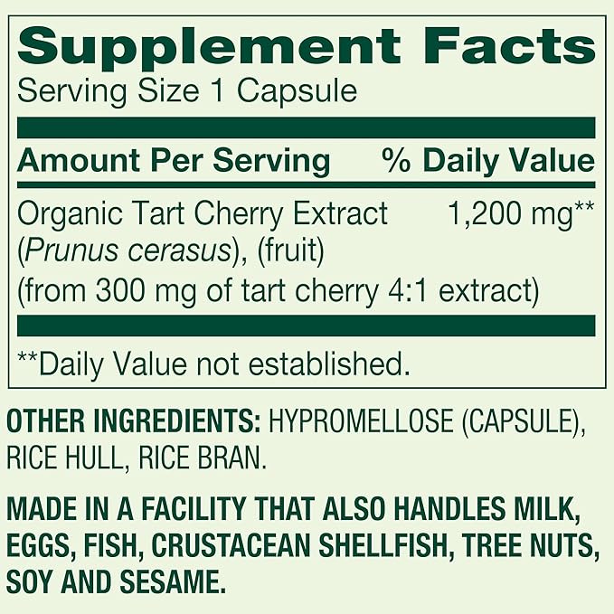 SUREFECT Spring Valley Tart Cherry Extract Capsules - 1,200mg, Antioxidant Support, 90 Count Organizer