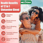 L-Glutamine 1200mg Gut & Immune Support Gummies,Leaky Gut Repair Supplement with Slippery Elm,Marshmallow Root,Ginger Root,Arabinogalactan,Organic Aloe,Vitamin C,Vitamin D3,Zinc,Sugar-Free | 60 Count