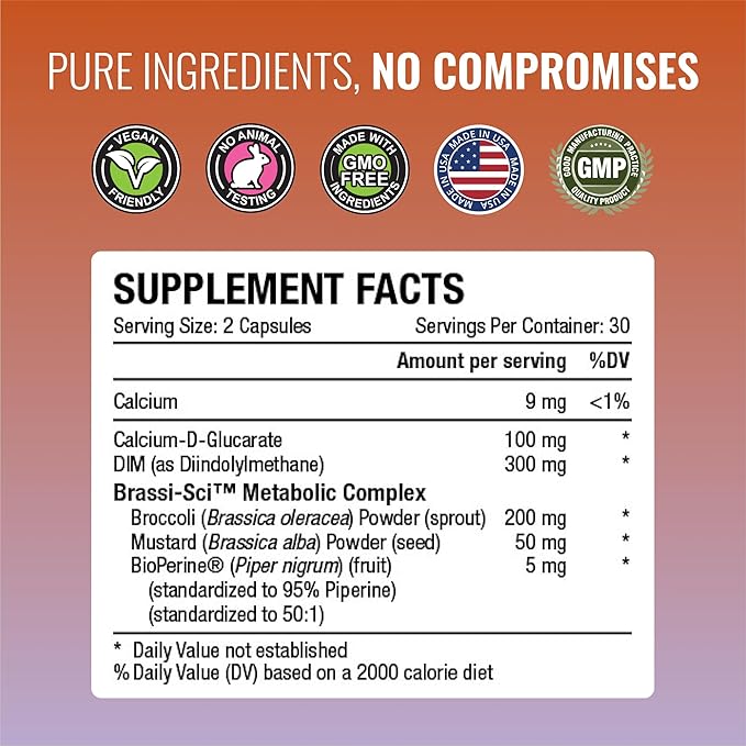 Approved Science DIM - Estrogen Metabolism Support - DIM, Broccoli Sprout, Mustard Seed, Calcium, BioPerine - Vegan - 3 Bottles -180 Capsules