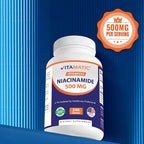 Vitamatic Niacinamide 500 mg 240 Tablets - Flush Free Vitamin B3 - Supports Energy Production