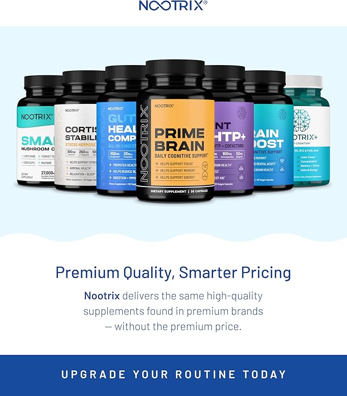 Nootrix Brain Boost Nootropic Supplement | Supports Memory, Mental Focus, Cognitive Health & Energy | Promotes Healthy Mood & Brain Function | Ginkgo Biloba & DMAE | 60 Capsules