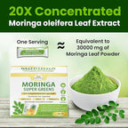 Organic Veda Moringa Super Greens, 30 Sticks Drink Mix Powder - 20 X Concentrated Moringa Leaf Powder Extract with Amla, Pineapple, Antioxidant Superfoods for Energy & Metabolism - Tea & Smoothie Mix