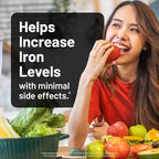 NatureWise Vegan Iron Supplement for Women & Men - Gentle on Stomach High Absorption - Coated Iron Bisglycinate Tablets + Vitamin C, Methyl B12, Folate & Organic Food Blend - 90 Tablets[90-Day Supply]