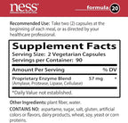 Ness® Digest | Multi-Enzyme Digestive Supplement | Supports Protein, Fat, Carbohydrate & Fiber Digestion | Broad-Spectrum Enzyme Blend | 180 Vegetarian Capsules