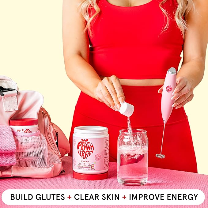 Peach Perfect Creatine for Women – Micronized Creatine Monohydrate Powder with BCAA & Collagen for Glute Strength Support, Boost Energy, Focus, Strength, and Endurance – Strawberry Acai, 30 Servings